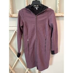 Ibex womens XS merino wool hooded full zip tunic jacket